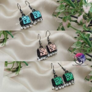 Trending Black Hand Painting Meenakari Hook Jhumka