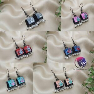 Trending Black Hand Painting Meenakari Hook Jhumka