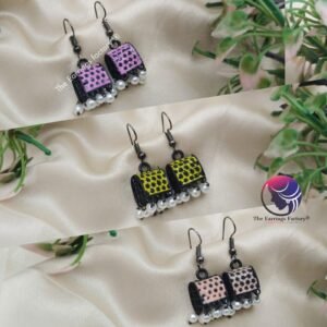 Trending Black Hand Painting Meenakari Hook Jhumka