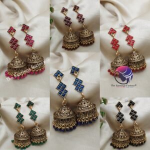 Traditional Weightless Colourful Beads Golden long stone Jhumka