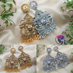 Traditional Golden | Silver Metal Beads Dangle Earrings