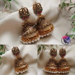 Traditional Golden Multi Stone Lakshmi Jhumka