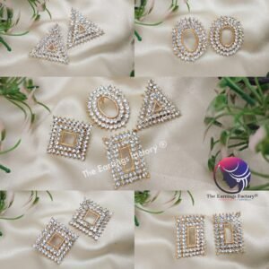 Western Golden White Stone Studs