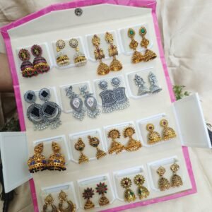 Set of 16 pair Earrings With Folding Jewellery box