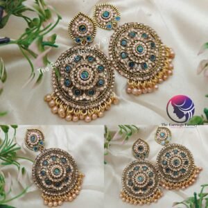 Trending Golden Peacock Feather Stone Earrings