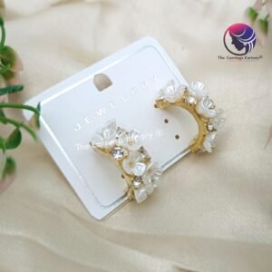 Korean Golden Floral Stone studs