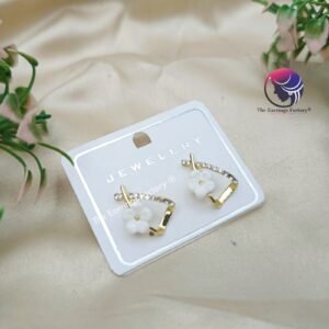 Korean Golden Floral Pearl Studs