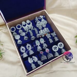 Set of 12 pair Earrings With Square Jewellery box