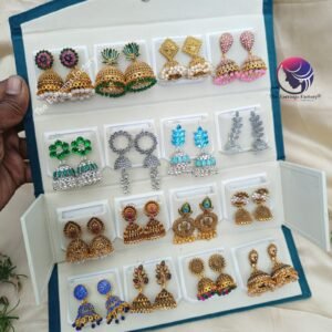 Set of 16 pair Earrings With Folding Jewellery box
