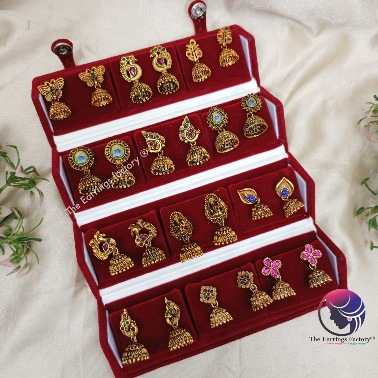 Set of 12 pair Earrings With Folding Jewellery box