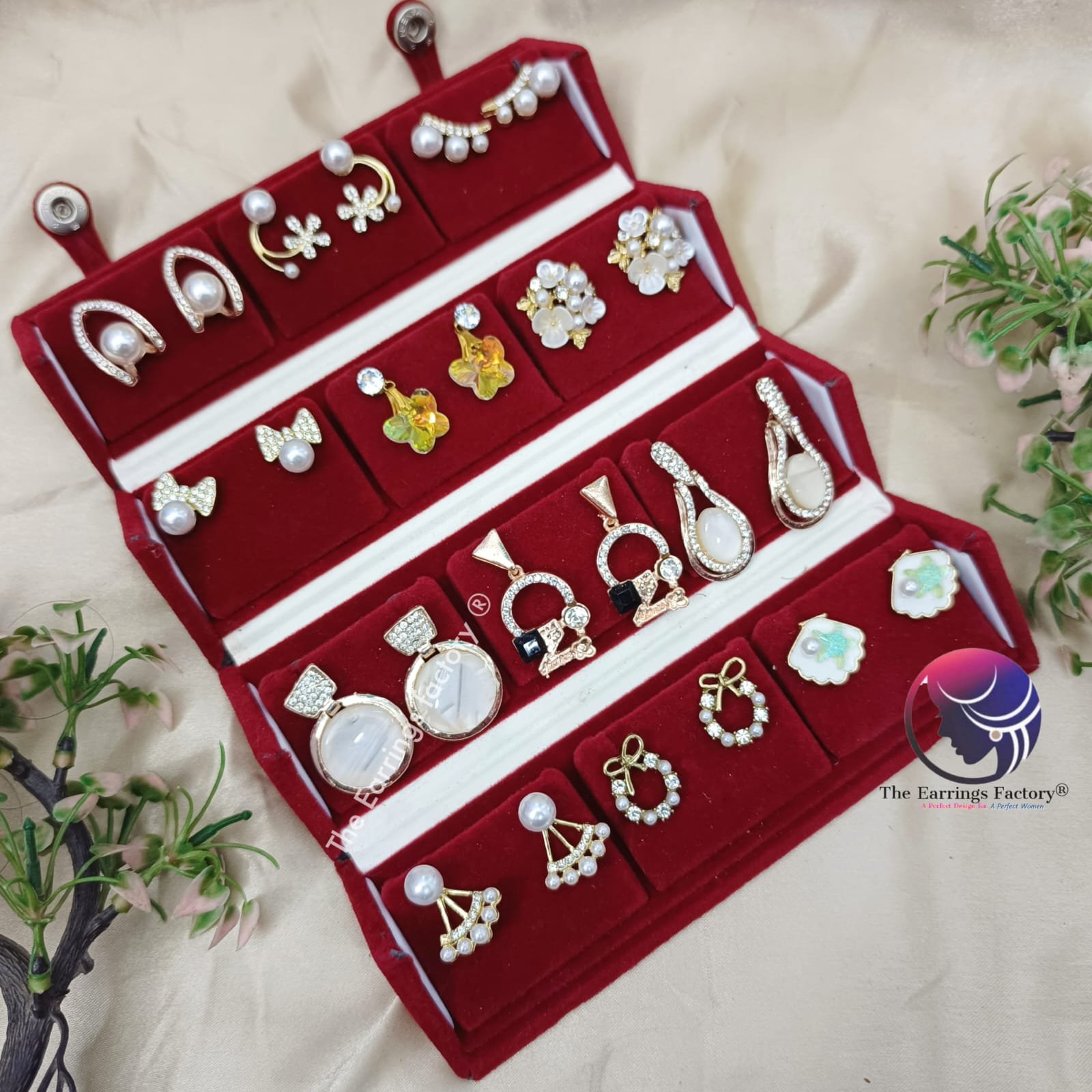 Set of 12 pair Earrings With Folding Jewellery box