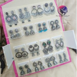 Set of 16 pair Earrings With Folding Jewellery box