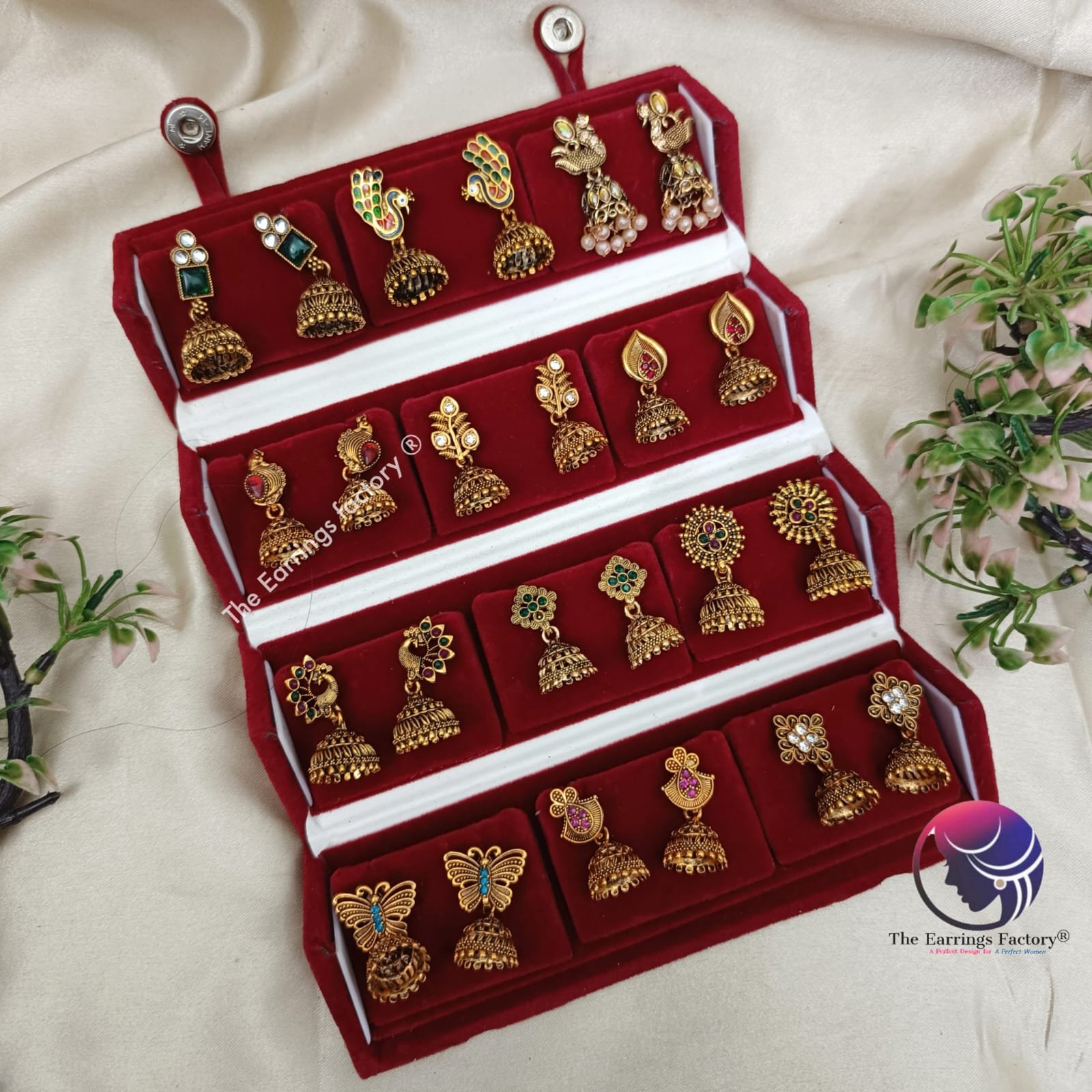Set of 12 pair Earrings With Folding Jewellery box