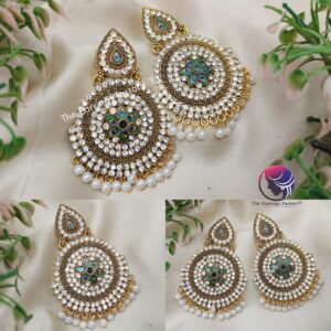 Trending Golden Peacock Feather stone Earrings