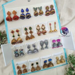 Set of 16 pair Earrings With Folding Jewellery box