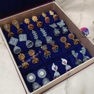 Set of 12 pair Earrings With Square Jewellery box