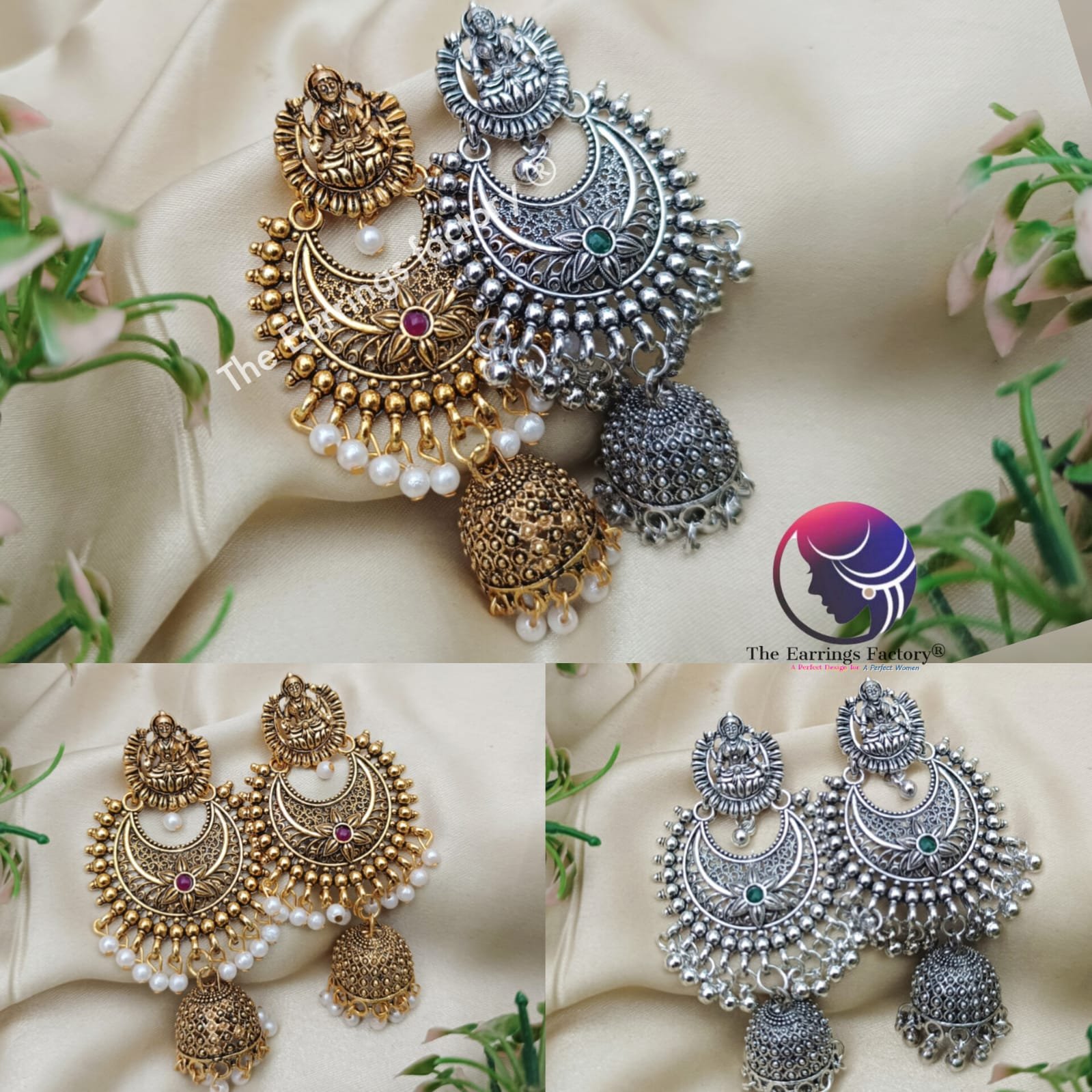 Traditional Golden | Silver Lakshmi Long Jhumka