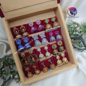Set of 12 pair Earrings With Square Jewellery box