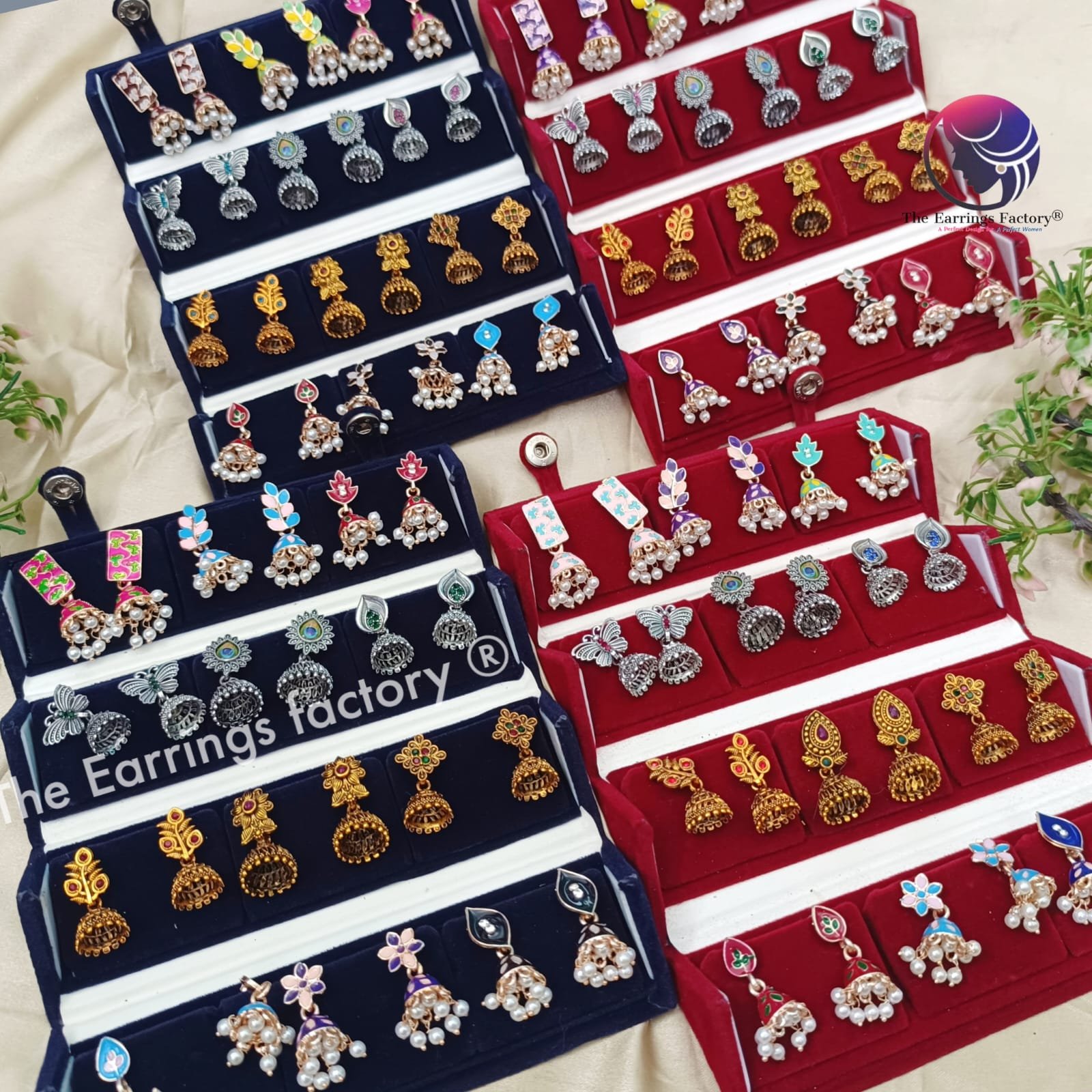 Set of 12 pair Earrings With Folding Jewellery box