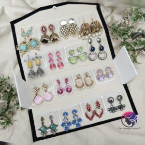 Set of 16 pair Earrings With Folding Jewellery box
