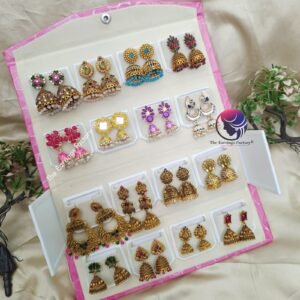 Set of 16 pair Earrings With Folding Jewellery box