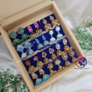 Set of 12 pair Earrings With Square Jewellery box
