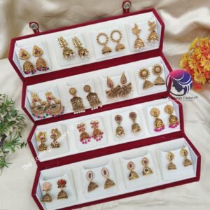 Set of 16 pair Earrings With Folding Jewellery box