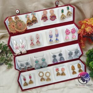 Set of 16 pair Earrings With Folding Jewellery box