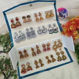 Set of 16 pair Earrings With Folding Jewellery box