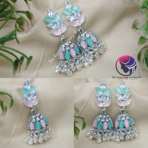 Trending Weightless silver beads stone jhumka