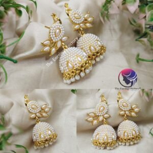 Traditional Golden Peacock Pearl Jhumka