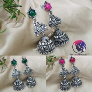 Traditional Silver | Golden Stone Jhumka