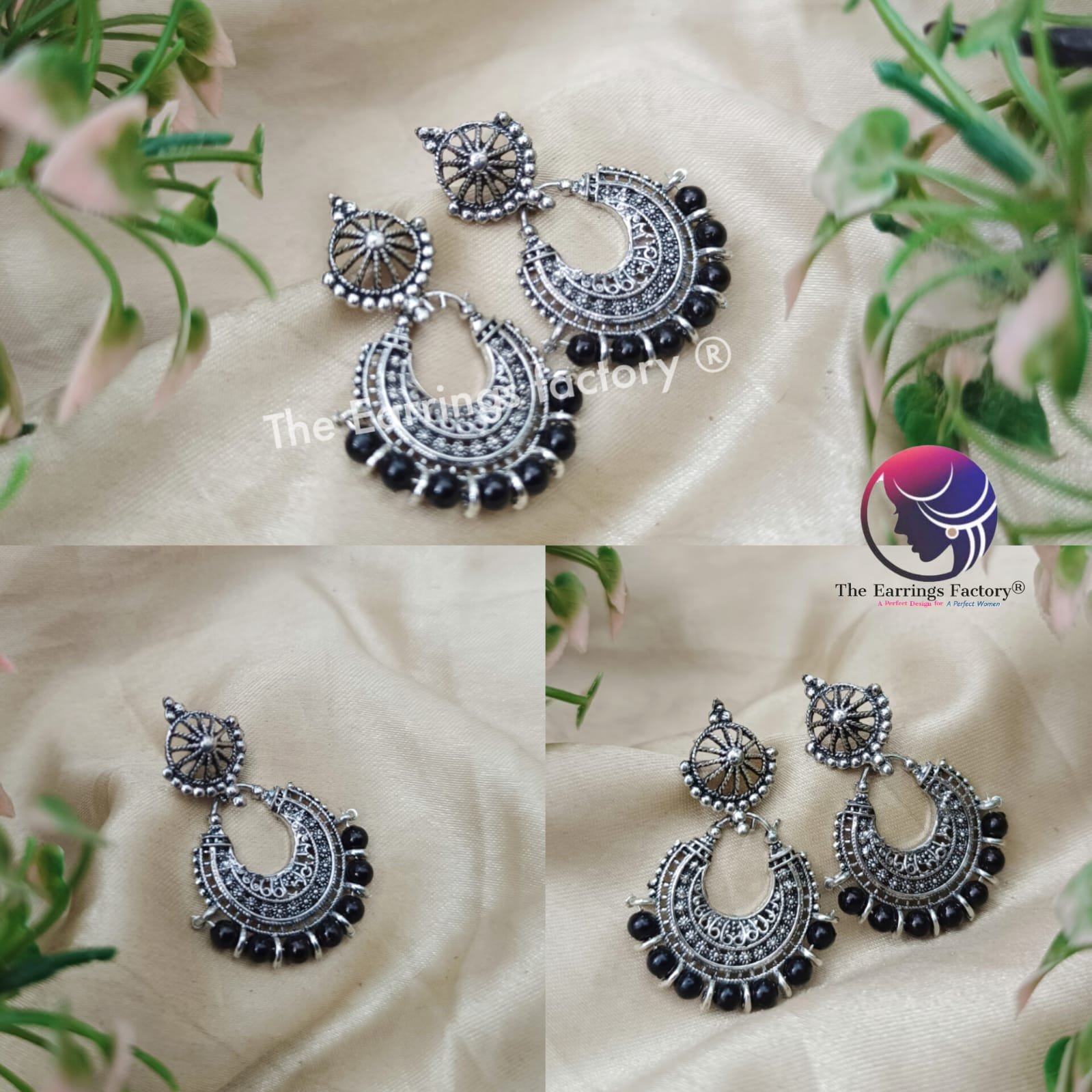 Trending Silver Black pearl beads earrings