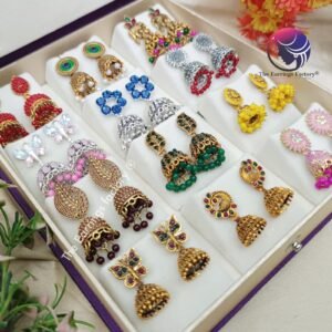 Set of 12 pair Earrings With Square Jewellery box