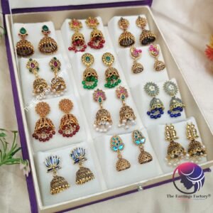 Set of 12 pair Earrings With Square Jewellery box