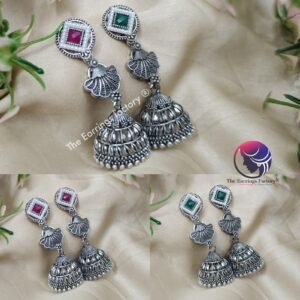 Traditional Silver Stone Jhumka