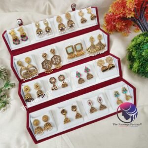 Set of 16 pair Earrings With Folding Jewellery box