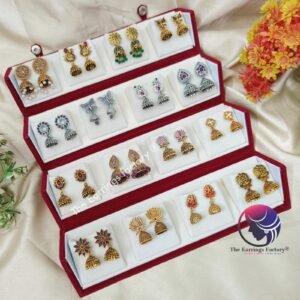 Set of 16 pair Earrings With Folding Jewellery box