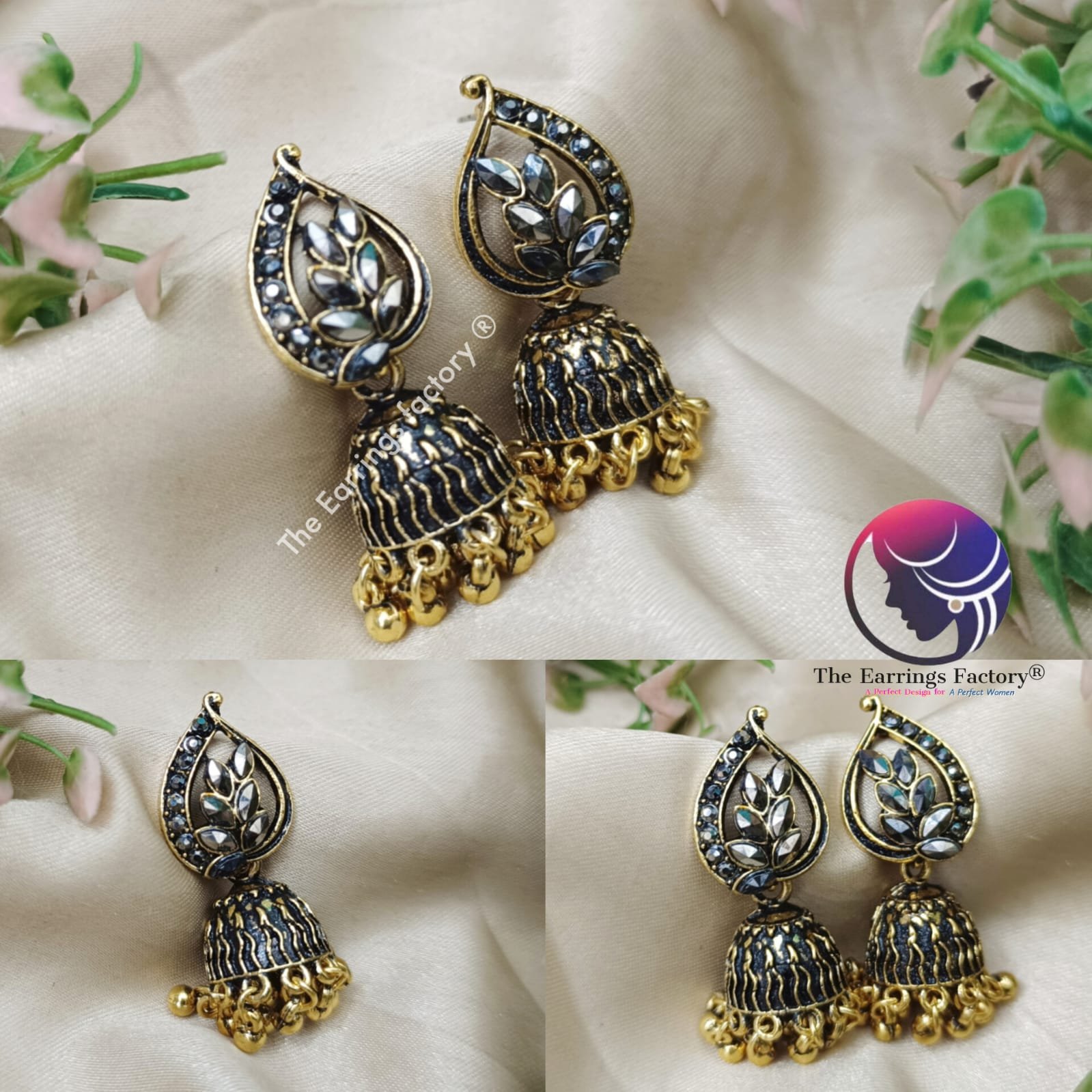 Trending Golden Metal beads Stone Jhumka