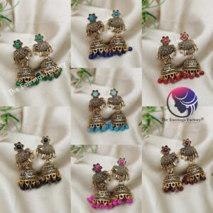 Trending Golden Elephant Colourful pearl Beads Stone Jhumka