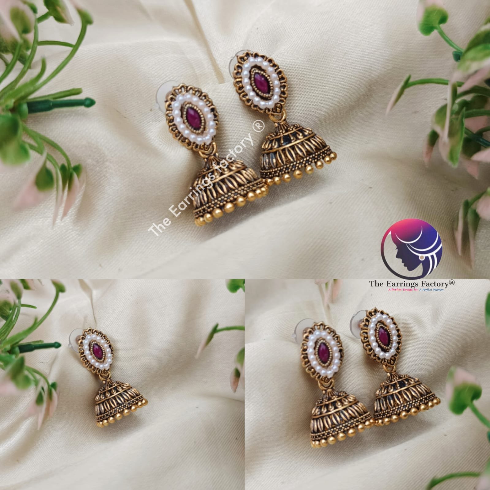 Traditional Golden Stone Jhumka