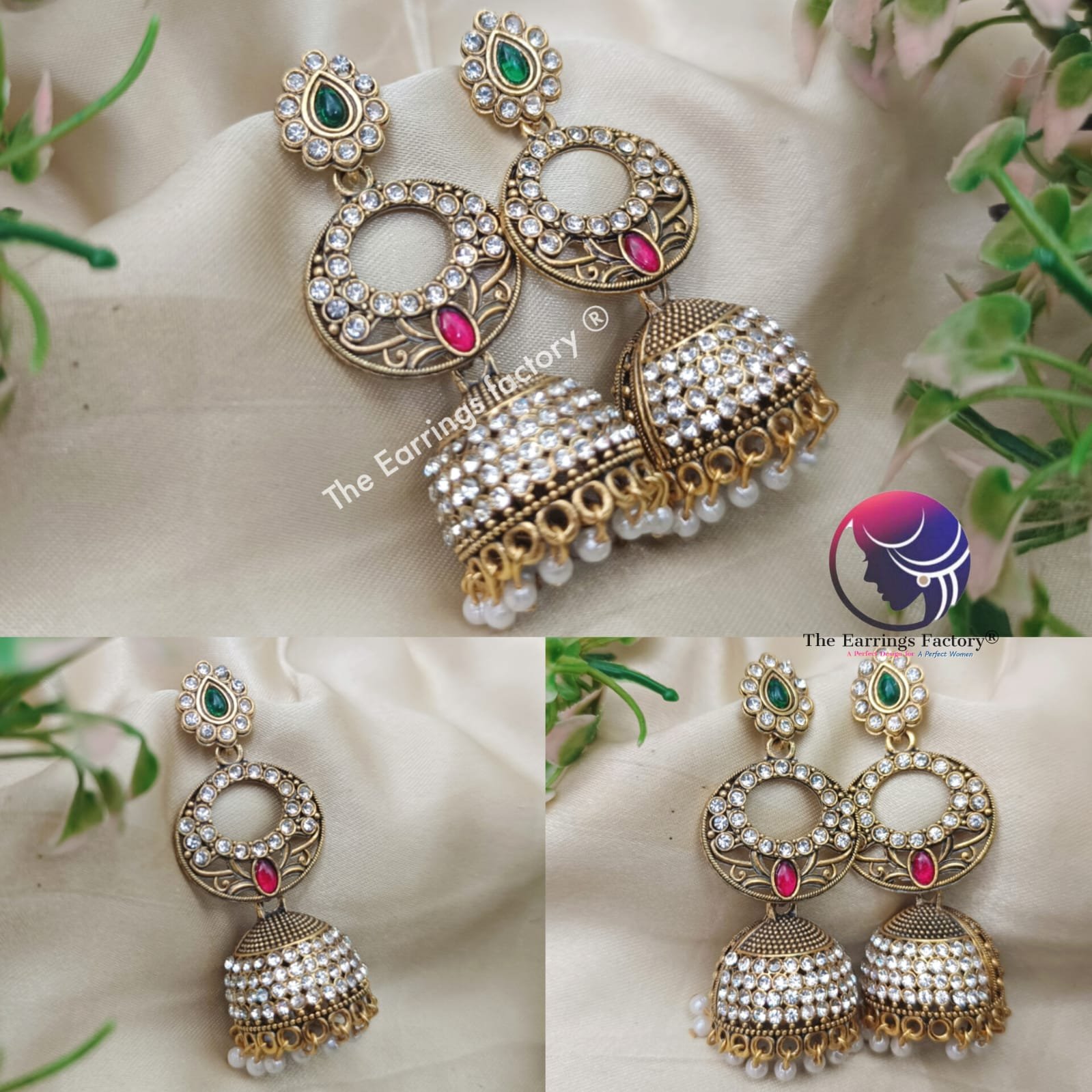 Trending Weightless Golden Multi stone Long Jhumka