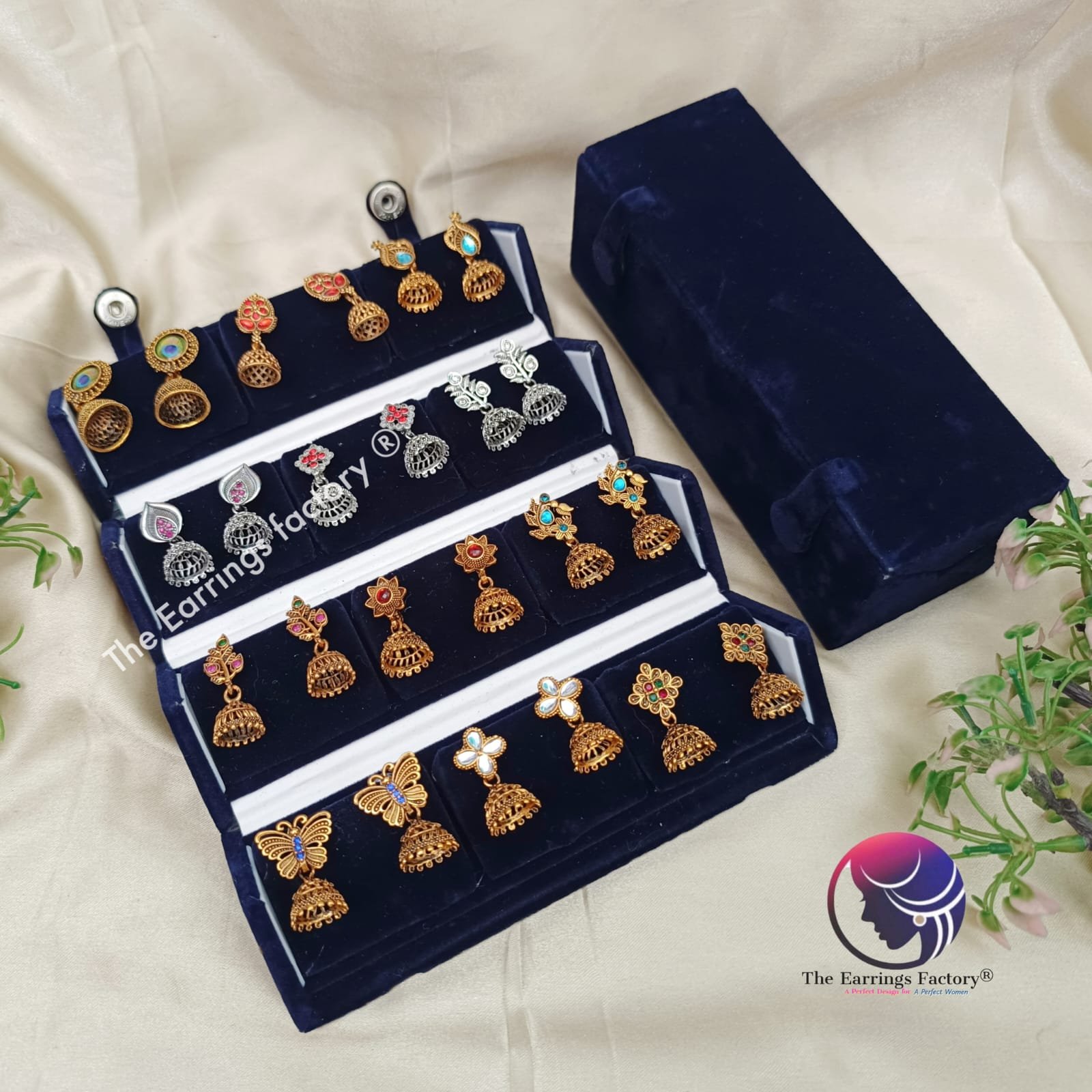 Set of 12 pair Earrings With Folding Jewellery box