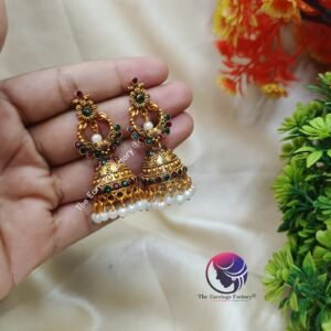 Traditional Golden Multi Stone Jhumka