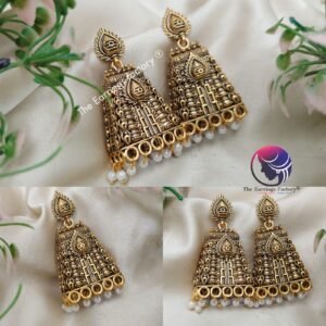 Traditional Gopuram Golden Vel Jhumka