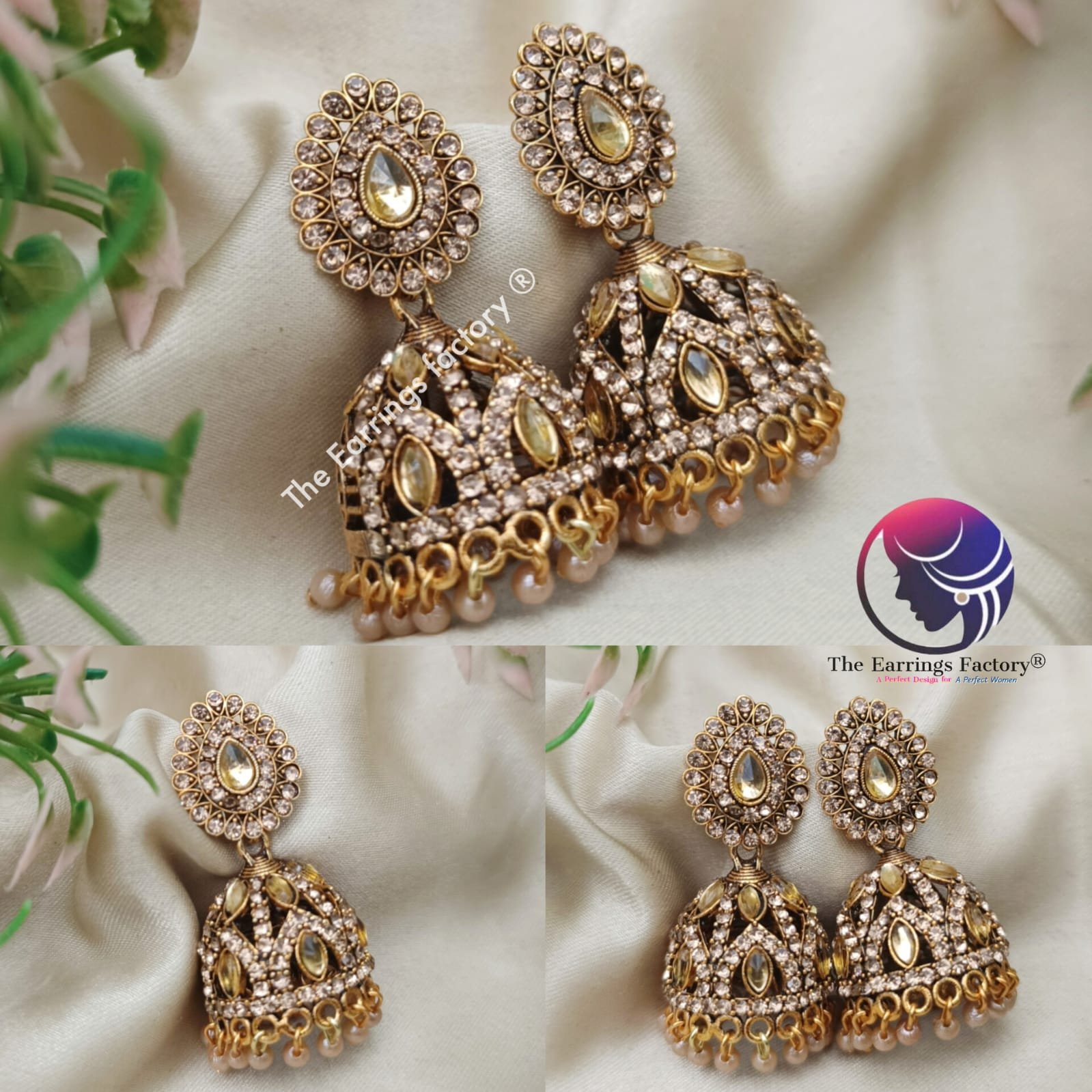 Traditional Golden stone Jhumka