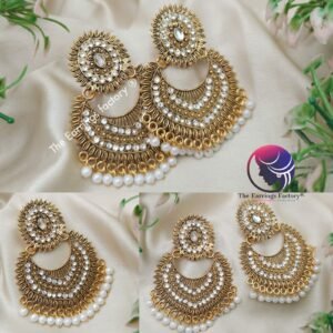 Traditional Golden White stone Big studs