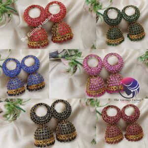 Traditional Golden Colourful Pearl Beads Stone Jhumka