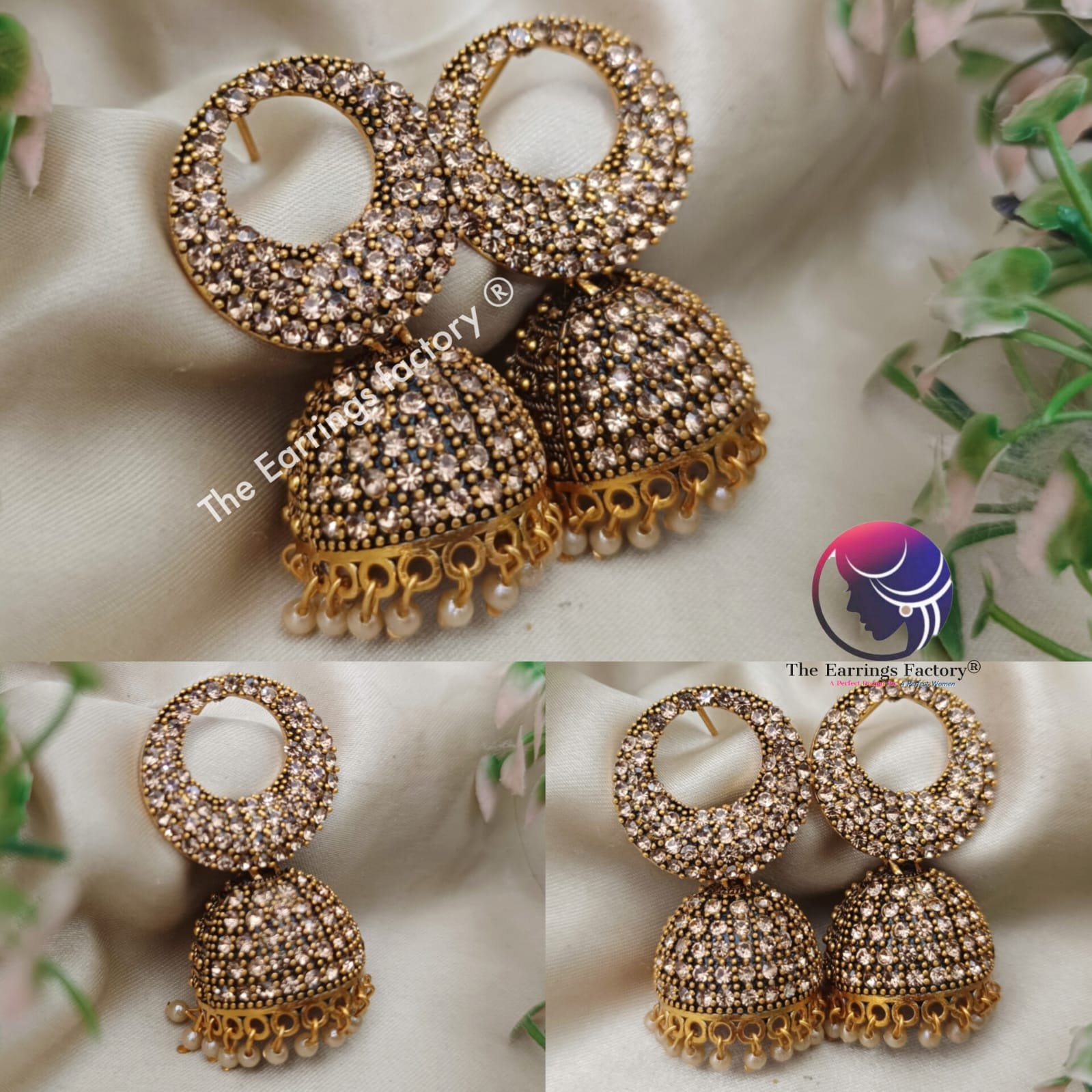 Traditional Golden stone Jhumka