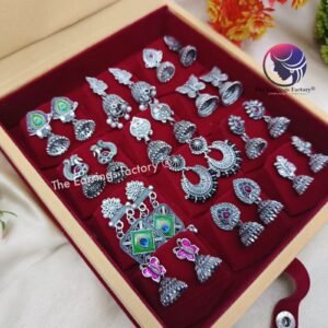 Set of 12 pair Earrings With Square Jewellery box